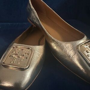 Tory Burch Gold Flats with Elegant Medallion